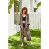image:imageEkouaer Robes for Women Velour Zipper Robe 34 Sleeve Housecoat with Pocket  Full Length Loungewear Long Bathrobe Soft Warm Sleepwear for Home Daily Wear Easy on and offLeopard Print