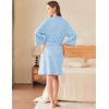image:imageEkouaer Waffle Robes for Women Lightweight Knit V Neck 34 Sleeve Kimono Bathrobe with Pockets Soft Sexy Spa Loungewear SXXLArmy Green