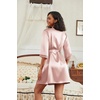 image:imageEkouaer Womens Satin Robes 34 Sleeve Silk Robes Short Kimono Sexy Bride Bathrobes Lace Trim Loungewear with PocketsPink