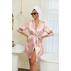 image:imageEkouaer Womens Satin Robes 34 Sleeve Silk Robes Short Kimono Sexy Bride Bathrobes Lace Trim Loungewear with PocketsPink