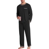 image:imageEkouaer Mens Long Sleeve TShirt Pajama Set Soft 2 Piece Lounge Set  Lightweight Long Sleeve Shirts and Bottoms Soft Comfy Sleep Sets2 Pieces LoungewearCrew NeckBlack
