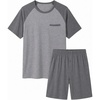 image:imageEkouaer Mens Pajamas Set Bamboo Viscose Short Sleeve Pjs Sets  Soft Moisture Wicking Lightweight Summer Button Fly Sleepwear with Pockets for lounging at home Running ReadingGrey