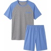 image:imageEkouaer Mens Pajamas Set Bamboo Viscose Short Sleeve Pjs Sets  Soft Moisture Wicking Lightweight Summer Button Fly Sleepwear with Pockets for lounging at home Running ReadingLight Blue Grey