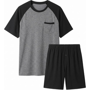 image:imageEkouaer Mens Pajamas Set Bamboo Viscose Short Sleeve Pjs Sets  Soft Moisture Wicking Lightweight Summer Button Fly Sleepwear with Pockets for lounging at home Running ReadingBlack Grey