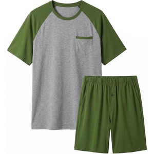image:imageEkouaer Mens Pajamas Set Bamboo Viscose Short Sleeve Pjs Sets  Soft Moisture Wicking Lightweight Summer Button Fly Sleepwear with Pockets for lounging at home Running ReadingArmy Green Grey