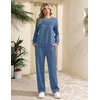 image:imageEkouaer 2 Piece Sets for Women Lounge Set Airport Fall Travel Outfits 2026  Pleated Top Long Sleeve Wide Leg Pants Casual Tracksuit Matching Sets Cozy Sweatsuits Vacation Fashion Women ClothingGrey Blue