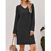 image:imageEkouaer Long Sleeve Nightgowns for Women V Neck Ribbed Knit Sleepwear S3XL  Soft Cozy Stretchy Sleepshirt Loose Fit House Dress for Sleep Home Casual Time Going Out PartyBlack