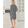 image:imageEkouaer Long Sleeve Nightgowns for Women V Neck Ribbed Knit Sleepwear S3XL  Soft Cozy Stretchy Sleepshirt Loose Fit House Dress for Sleep Home Casual Time Going Out PartyMid Grey