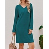 image:imageEkouaer Long Sleeve Nightgowns for Women V Neck Ribbed Knit Sleepwear S3XL  Soft Cozy Stretchy Sleepshirt Loose Fit House Dress for Sleep Home Casual Time Going Out PartyBlue Green