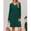 image:imageEkouaer Long Sleeve Nightgowns for Women V Neck Ribbed Knit Sleepwear S3XL  Soft Cozy Stretchy Sleepshirt Loose Fit House Dress for Sleep Home Casual Time Going Out PartyDeep Green