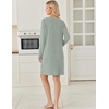 image:imageEkouaer Long Sleeve Nightgowns for Women V Neck Ribbed Knit Sleepwear S3XL  Soft Cozy Stretchy Sleepshirt Loose Fit House Dress for Sleep Home Casual Time Going Out PartyLight Green