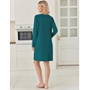 image:imageEkouaer Long Sleeve Nightgowns for Women V Neck Ribbed Knit Sleepwear S3XL  Soft Cozy Stretchy Sleepshirt Loose Fit House Dress for Sleep Home Casual Time Going Out PartyBlue Green
