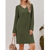 image:imageEkouaer Long Sleeve Nightgowns for Women V Neck Ribbed Knit Sleepwear S3XL  Soft Cozy Stretchy Sleepshirt Loose Fit House Dress for Sleep Home Casual Time Going Out PartyArmy Green