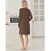 image:imageEkouaer Long Sleeve Nightgowns for Women V Neck Ribbed Knit Sleepwear S3XL  Soft Cozy Stretchy Sleepshirt Loose Fit House Dress for Sleep Home Casual Time Going Out PartyBrown