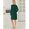 image:imageEkouaer Long Sleeve Nightgowns for Women V Neck Ribbed Knit Sleepwear S3XL  Soft Cozy Stretchy Sleepshirt Loose Fit House Dress for Sleep Home Casual Time Going Out PartyDeep Green