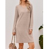 image:imageEkouaer Long Sleeve Nightgowns for Women V Neck Ribbed Knit Sleepwear S3XL  Soft Cozy Stretchy Sleepshirt Loose Fit House Dress for Sleep Home Casual Time Going Out PartyTea Grey