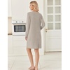image:imageEkouaer Long Sleeve Nightgowns for Women V Neck Ribbed Knit Sleepwear S3XL  Soft Cozy Stretchy Sleepshirt Loose Fit House Dress for Sleep Home Casual Time Going Out PartyKhaki