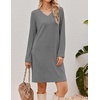 image:imageEkouaer Long Sleeve Nightgowns for Women V Neck Ribbed Knit Sleepwear S3XL  Soft Cozy Stretchy Sleepshirt Loose Fit House Dress for Sleep Home Casual Time Going Out PartyMid Grey
