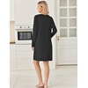 image:imageEkouaer Long Sleeve Nightgowns for Women V Neck Ribbed Knit Sleepwear S3XL  Soft Cozy Stretchy Sleepshirt Loose Fit House Dress for Sleep Home Casual Time Going Out PartyBlack