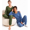 image:imageEkouaer Lounge Sets for Women Long Sleeve Ribbed Knit Pajama Set  Soft Warm Fall Winter Outfits 2026 V Neck Long Sleeve Tops Long Pants with Pockets 2 Piece Loungewear Home WearCaramel