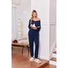 image:imageEkouaer Lounge Sets for Women Long Sleeve Ribbed Knit Pajama Set  Soft Warm Fall Winter Outfits 2026 V Neck Long Sleeve Tops Long Pants with Pockets 2 Piece Loungewear Home WearNavy Blue