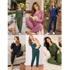 image:imageEkouaer Lounge Sets for Women Long Sleeve Ribbed Knit Pajama Set  Soft Warm Fall Winter Outfits 2026 V Neck Long Sleeve Tops Long Pants with Pockets 2 Piece Loungewear Home WearPurple Red