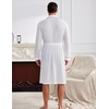 image:imageEkouaer Mens Robes Lightweight Waffle Knit Kimono Bathrobe Long Sleeve Sleepwear Soft Knee Length Robe with PocketsWhite