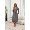 image:imageEkouaer Robes for Women Lightweight Long Bathrobe Soft Knit Bath Robe S2XL  Long Sleeve Two Deep Pockets Inner Tie and Fixed Outer Belt Great for Bathing Lounging SleepingDark Gray