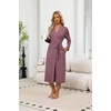 image:imageEkouaer Robes for Women Lightweight Long Bathrobe Soft Knit Bath Robe S2XL  Long Sleeve Two Deep Pockets Inner Tie and Fixed Outer Belt Great for Bathing Lounging SleepingWine Red