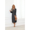 image:imageEkouaer Robes for Women Lightweight Long Bathrobe Soft Knit Bath Robe S2XL  Long Sleeve Two Deep Pockets Inner Tie and Fixed Outer Belt Great for Bathing Lounging SleepingDark Heather Gray