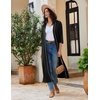 image:imageEkouaer Robes for Women Long Knit Bathrobe Soft 34 Sleeves Kimono Robe  V Neck Pockets Calf Length Lightweight Material TieBlack