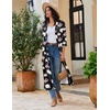image:imageEkouaer Robes for Women Long Knit Bathrobe Soft 34 Sleeves Kimono Robe  V Neck Pockets Calf Length Lightweight Material TieBlack Floral