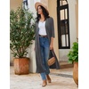 image:imageEkouaer Robes for Women Long Knit Bathrobe Soft 34 Sleeves Kimono Robe  V Neck Pockets Calf Length Lightweight Material TieDeep Gray