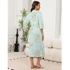 image:imageEkouaer Robes for Women Long Knit Bathrobe Soft 34 Sleeves Kimono Robe  V Neck Pockets Calf Length Lightweight Material TieGreen Daisy