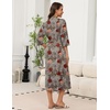 image:imageEkouaer Robes for Women Long Knit Bathrobe Soft 34 Sleeves Kimono Robe  V Neck Pockets Calf Length Lightweight Material TieLeopard Print