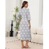 image:imageEkouaer Robes for Women Long Knit Bathrobe Soft 34 Sleeves Kimono Robe  V Neck Pockets Calf Length Lightweight Material TieLight Gray Star