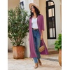 image:imageEkouaer Robes for Women Long Knit Bathrobe Soft 34 Sleeves Kimono Robe  V Neck Pockets Calf Length Lightweight Material TiePurple Red