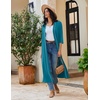 image:imageEkouaer Robes for Women Long Knit Bathrobe Soft 34 Sleeves Kimono Robe  V Neck Pockets Calf Length Lightweight Material TieTurquoise