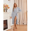 image:imageEkouaer Robes for Women Long Knit Bathrobe Soft Lightweight Kimono Robes  Womens Long Robes Soft Long Sleeve BathRobes with Pockets Ladies Mid Calf Length Casual Sleepwear with Inner Tie Outer BeltLight Heather Gray