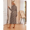 image:imageEkouaer Robes for Women Long Knit Bathrobe Soft Lightweight Kimono Robes  Womens Long Robes Soft Long Sleeve BathRobes with Pockets Ladies Mid Calf Length Casual Sleepwear with Inner Tie Outer BeltLeopard