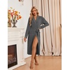 image:imageEkouaer Robes for Women Long Knit Bathrobe Soft Lightweight Kimono Robes  Womens Long Robes Soft Long Sleeve BathRobes with Pockets Ladies Mid Calf Length Casual Sleepwear with Inner Tie Outer BeltDark Grey