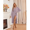 image:imageEkouaer Robes for Women Long Knit Bathrobe Soft Lightweight Kimono Robes  Womens Long Robes Soft Long Sleeve BathRobes with Pockets Ladies Mid Calf Length Casual Sleepwear with Inner Tie Outer BeltPurple