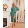 image:imageEkouaer Robes for Women Long Knit Bathrobe Soft Lightweight Kimono Robes  Womens Long Robes Soft Long Sleeve BathRobes with Pockets Ladies Mid Calf Length Casual Sleepwear with Inner Tie Outer BeltGreen