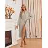 image:imageEkouaer Robes for Women Long Knit Bathrobe Soft Lightweight Kimono Robes  Womens Long Robes Soft Long Sleeve BathRobes with Pockets Ladies Mid Calf Length Casual Sleepwear with Inner Tie Outer BeltKhaki