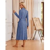 image:imageEkouaer Robes for Women Long Knit Bathrobe Soft Lightweight Kimono Robes  Womens Long Robes Soft Long Sleeve BathRobes with Pockets Ladies Mid Calf Length Casual Sleepwear with Inner Tie Outer BeltNavy Blue