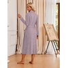 image:imageEkouaer Robes for Women Long Knit Bathrobe Soft Lightweight Kimono Robes  Womens Long Robes Soft Long Sleeve BathRobes with Pockets Ladies Mid Calf Length Casual Sleepwear with Inner Tie Outer BeltPurple