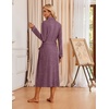 image:imageEkouaer Robes for Women Long Knit Bathrobe Soft Lightweight Kimono Robes  Womens Long Robes Soft Long Sleeve BathRobes with Pockets Ladies Mid Calf Length Casual Sleepwear with Inner Tie Outer BeltMaroon