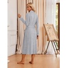 image:imageEkouaer Robes for Women Long Knit Bathrobe Soft Lightweight Kimono Robes  Womens Long Robes Soft Long Sleeve BathRobes with Pockets Ladies Mid Calf Length Casual Sleepwear with Inner Tie Outer BeltLight Heather Gray