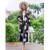 image:imageEkouaer Women Kimono Robes Full Length Knit Bathrobe Lightweight Sleepwear  Long Loungewear Soft Lightweight Fabric Christmas Day Valentines Day Bridal PartyFloral Black