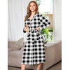 image:imageEkouaer Women Kimono Robes Full Length Knit Bathrobe Lightweight Sleepwear  Long Loungewear Soft Lightweight Fabric Christmas Day Valentines Day Bridal PartyBlack and White Plaid